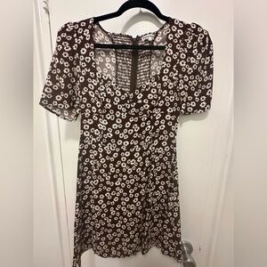 Reformation Brown and White Floral Mini Dress